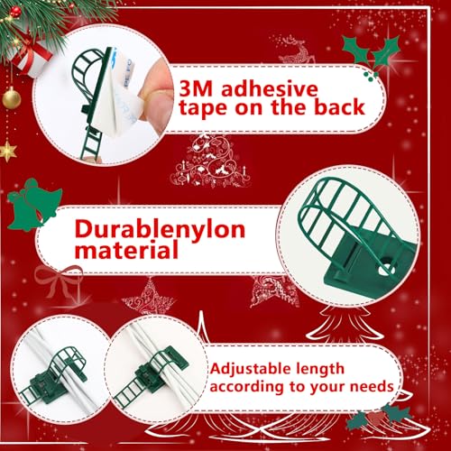 Green Mantle Garland Hangers Set - Adjustable Christmas Decor Ties, 30 Pack