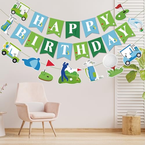 Multicolor Golf Happy Birthday Banner for Sports Theme Party