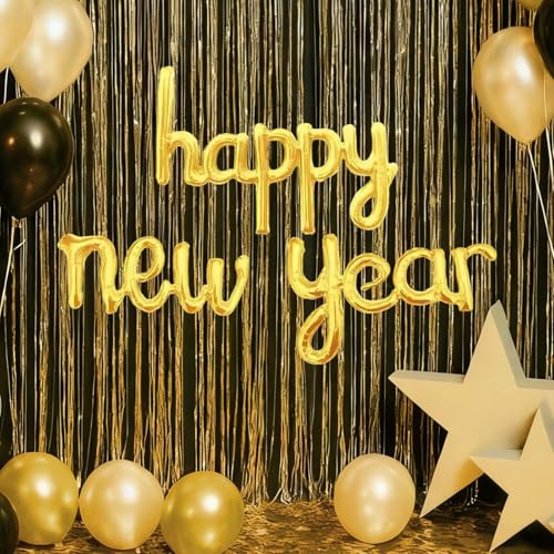 21 Inch Gold Happy New Year Balloons 2026 - Festive Party Decor
