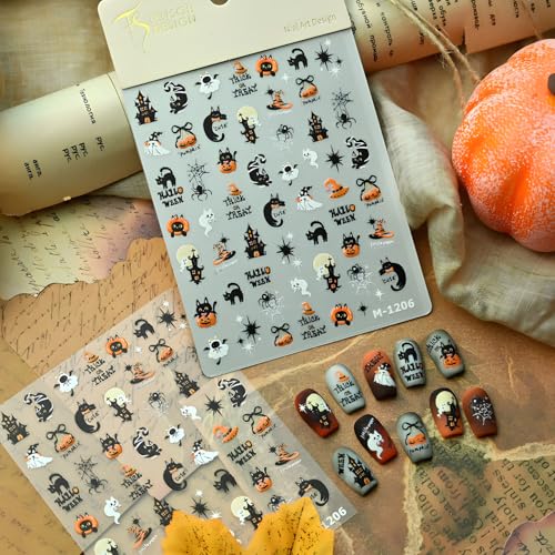 Halloween 5D Self-Adhesive Nail Stickers Ghost Pumpkin Spider Decals