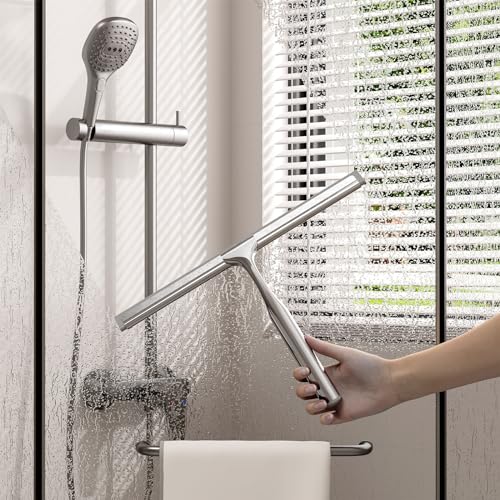 Stainless Steel Shower Squeegee with Adhesive Hook - 10"