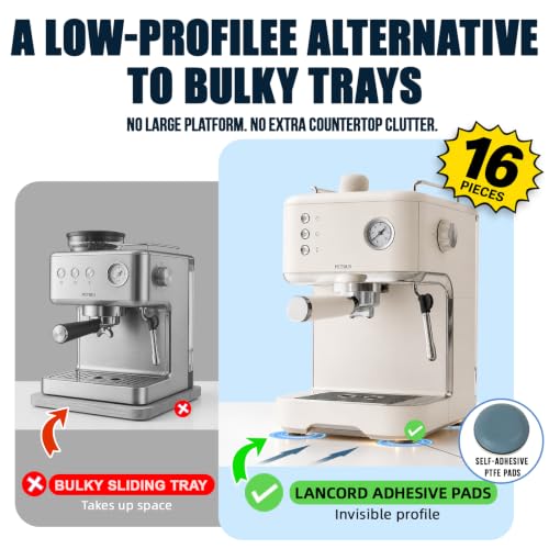 Lancord Adhesive Small Appliance Sliders for Countertop - 16 Piece Set