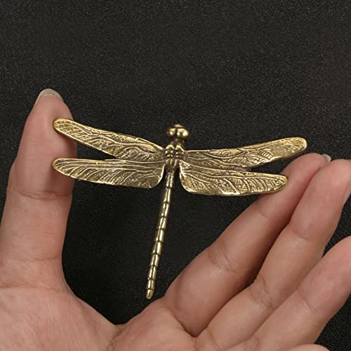 Brass Dragonfly Statues - 2pcs Decorative Animal Figurines