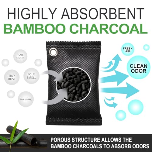 YOOSLEN Activated Charcoal Shoe Odor Eliminator 10 Pack (20g) - Natural Bamboo Charcoal Air Purifying Bags for Sneakers