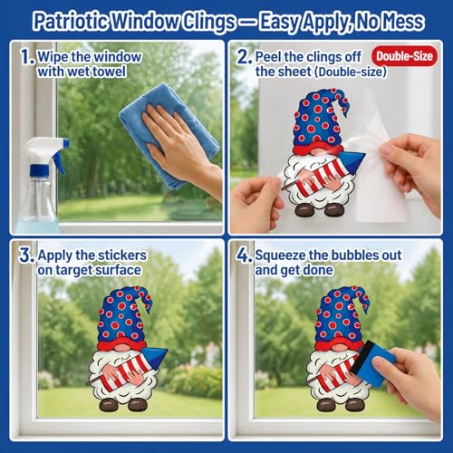 4th of July Window Clings Set - 102 Reusable Patriotic Decals