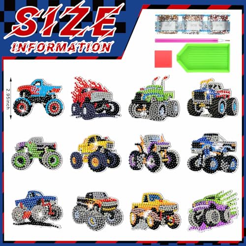 Zonon 12-Piece Truck Diamond Painting Kit - DIY Fridge Magnets