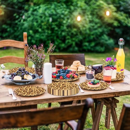 50 Pcs 7-Inch Leopard Print Paper Plates - Disposable Safari Party Supplies