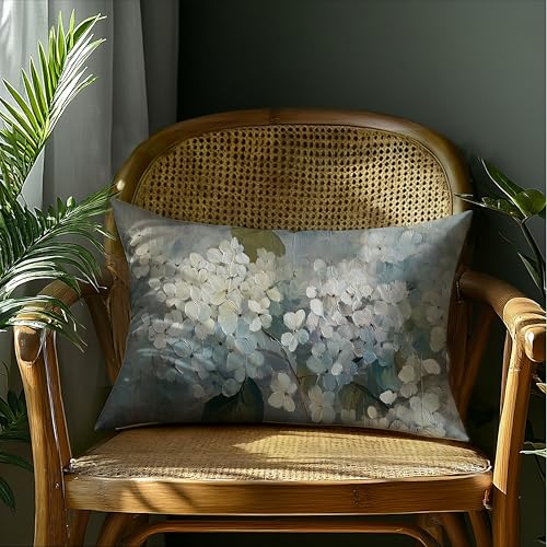 Rustic Spring Blue Hydrangea Pillow Cover 12x20, Color-1