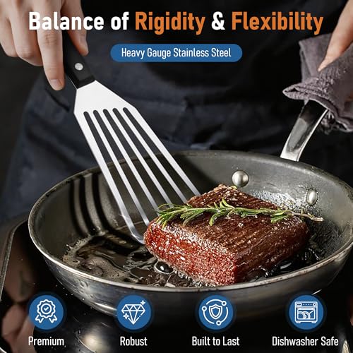 Joyfair 2-Piece Stainless Steel Fish Spatula Set with ABS Handles