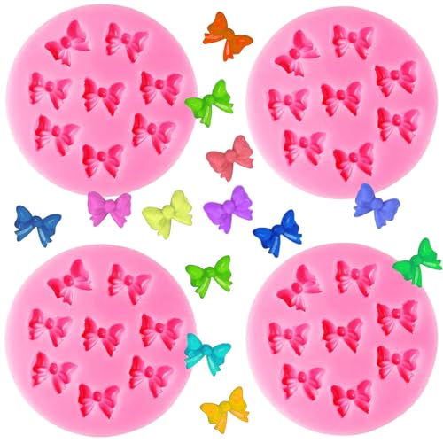 Actvty Bow Molds - 4 Pcs Silicone Mini Bow Molds for Cake Decorating
