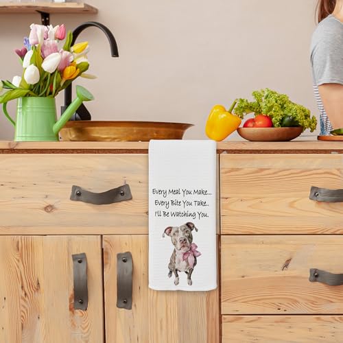 Pink Bow Pitbull Kitchen Towel 16x24 Dog Lover Dish Tea Towel