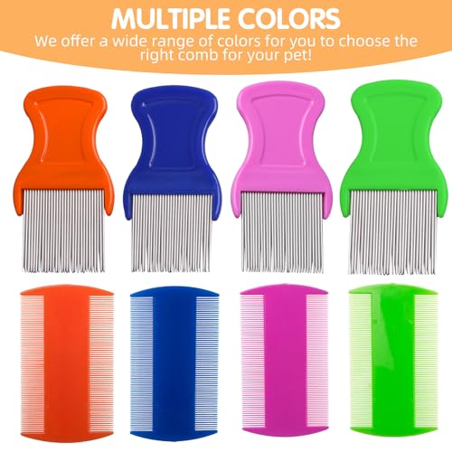 HESSION Metal Teeth Flea and Lice Comb Set - 6 Pack Pet Grooming Combs