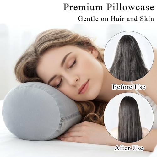 Telooco 2-Pack Round Neck Roll Pillow Covers, 16x6 Inch Soft Bolster Cases