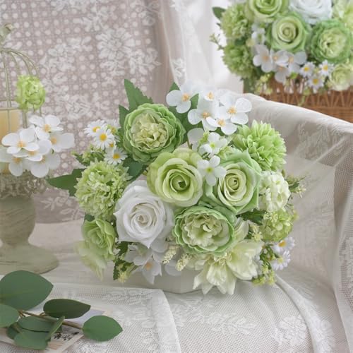 Artificial Flower Set - 4 Pcs Peony and Rose Bouquets for Home Decor