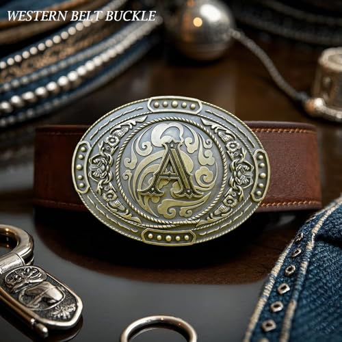 Vintage Cowboy Belt Buckle with Initials for Men & Women