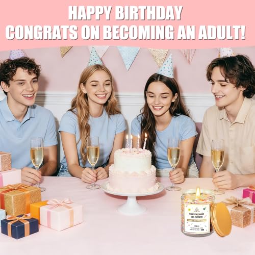 Happy 18th Birthday Candle for Boys & Girls - Soy Wax, Vanilla Scented
