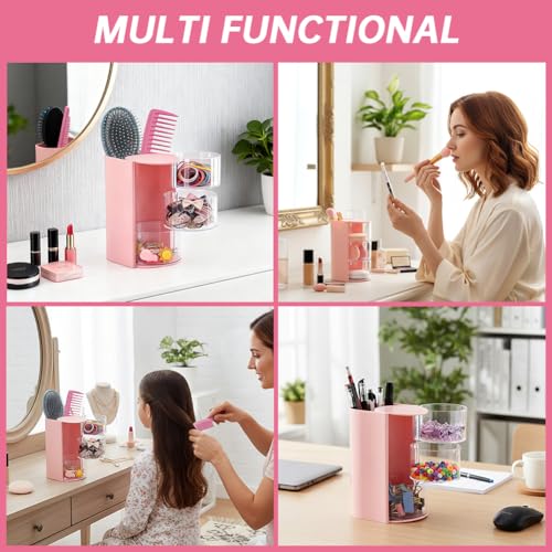 3-Layer Rotating Hair Accessories Organizer - Pink
