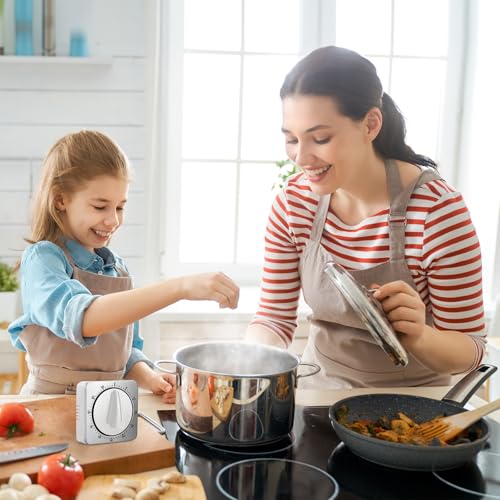 ALBAYRAK White Mechanical Kitchen Timer with Loud Alarm - Magnetic Stainless Steel Cooking Timer