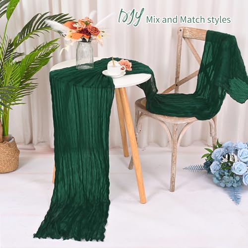 Emerald Green Cheesecloth Table Runner 16 Pack 20x120in Rustic Wedding Decor