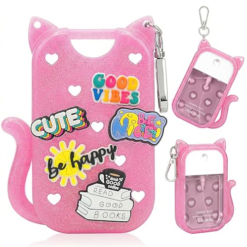 Cat Silicone Case for Touchland Hand Sanitizer Spray with Keychain & Charms