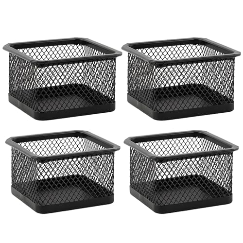 Quivorant Square Mesh Paper Clip Holder Stackable Desk Organizer Black