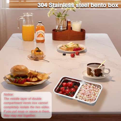 304 Stainless Steel Double Compartment Snack Container