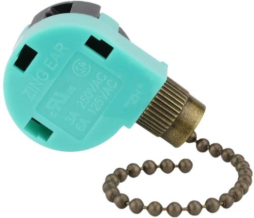 Zing Ear Antique Brass Ceiling Fan Switch 3 Speed 4 Wire Pull Chain Zipper Switch Control ZE-268S6 Replace 3 Speed Control Switch Ceiling Fans, Lamps, Wall Lamps, Cabinet Lights (1)
