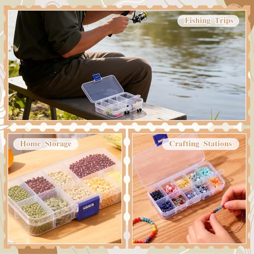 2 Pack Clear Plastic Jewelry Organizer with Adjustable Grids