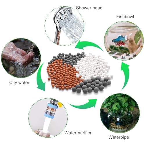 3 Packs Shower Head Filter Beads Replacement - White, Red, Orange, Gray
