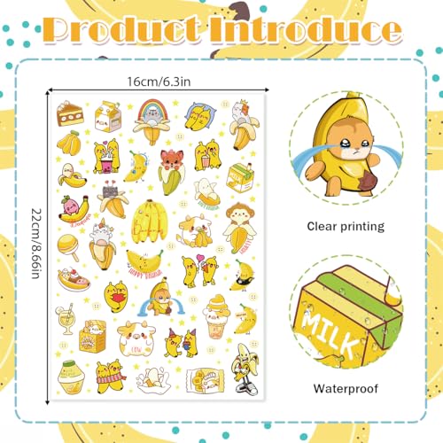 Cute Banana Temporary Tattoos 96 Pcs Waterproof Kids Party Favors