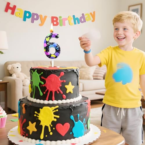 Boyuzcui Multicolor 10 Neon Birthday Candles Fluorescent Cake Topper for 10th Party