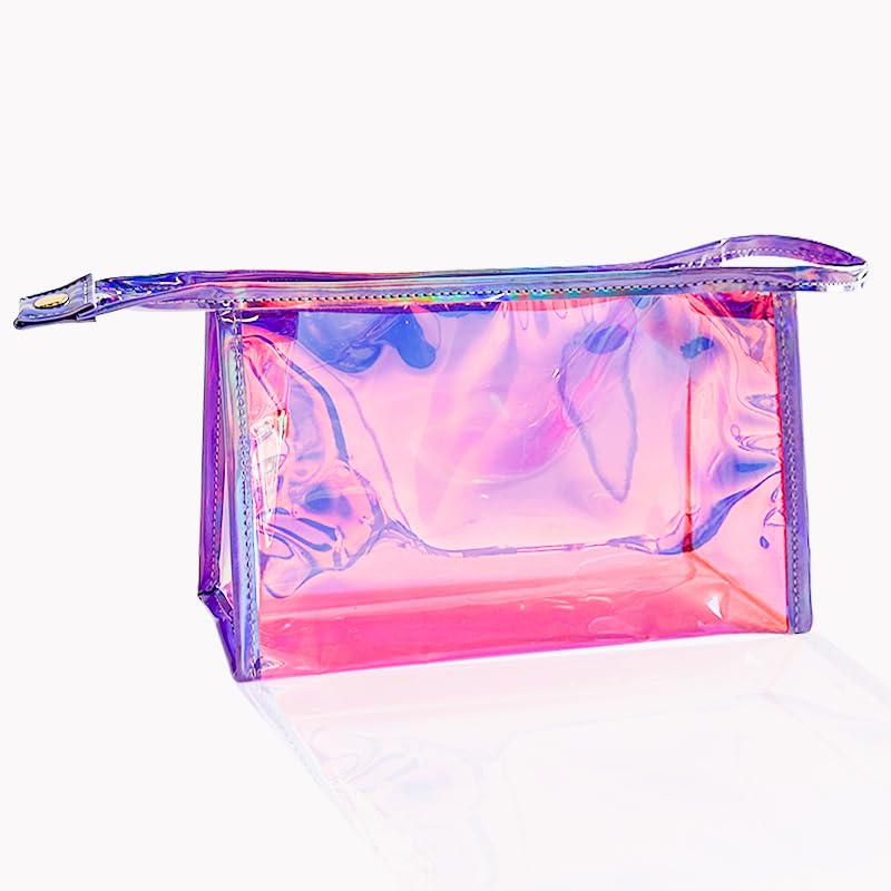 TotePrint Holographic Waterproof PVC Makeup Organizer Bag - Pink