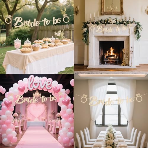 Bride To Be Banner - Pre-Strung Gold Glitter Wedding Decor