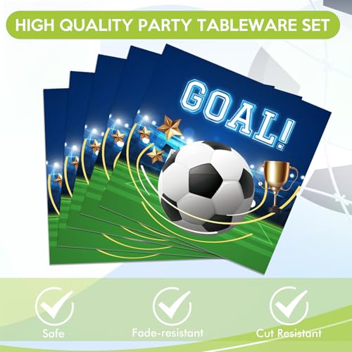 Soccer Party Supplies Set - 40 PCS Disposable Plates & Napkins