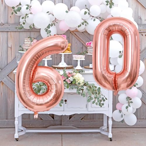 40 Inch Rose Gold Number 80 Balloons for 80th Birthday Party