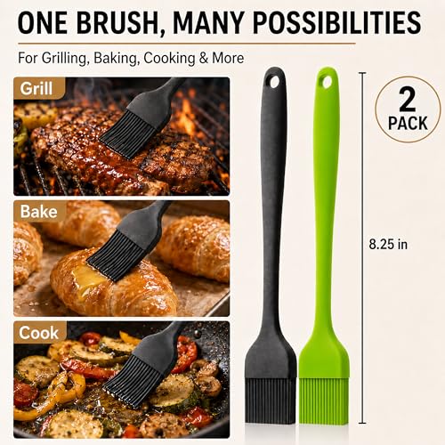 2 Pack Silicone Basting Brushes - Heat Resistant & BPA Free