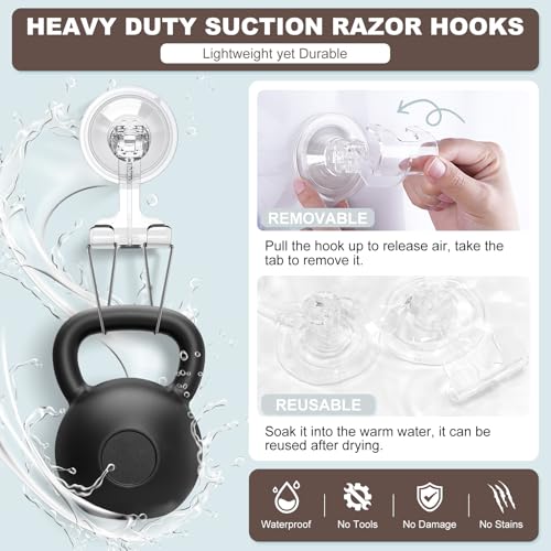 VIS'V Suction Cup Razor Holder - Clear, Set of 2, Removable Design