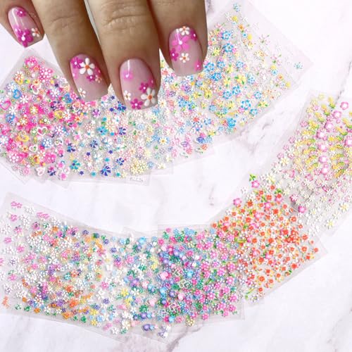 30 Sheets Floral Nail Art Stickers 3D Self-Adhesive Flower Decals