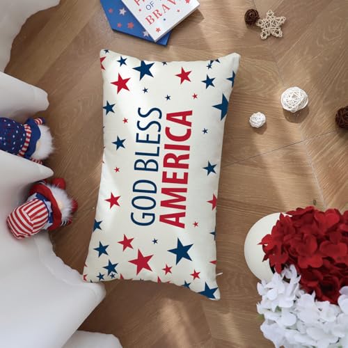 God Bless America Patriotic Throw Pillow Cover - 12x20 Inch