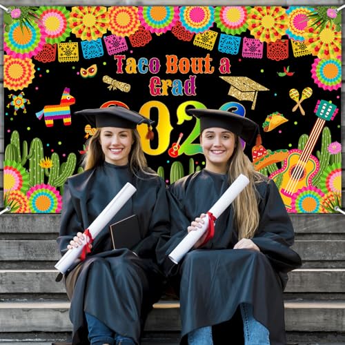 Taco Bout a Grad 2026 Graduation Banner - Fiesta Photo Backdrop