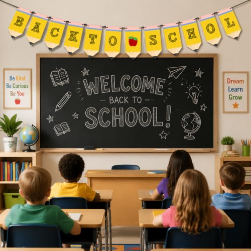 Pre-String Back to School Pencil Banner Decorations, 10FT Classroom Decor