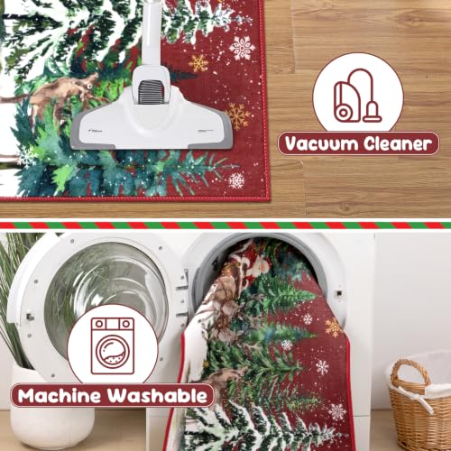 Christmas Washable Kitchen Rugs Set of 3 Non-Slip Backing 20x32/47/59 Inches
