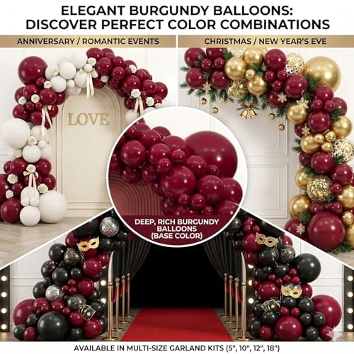 104pc Burgundy Balloon Garland Arch Kit - Assorted Sizes 5 to 18 Inch