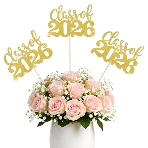 Class of 2026 Graduation Centerpieces - 12 Double-Sided Glitter Sticks