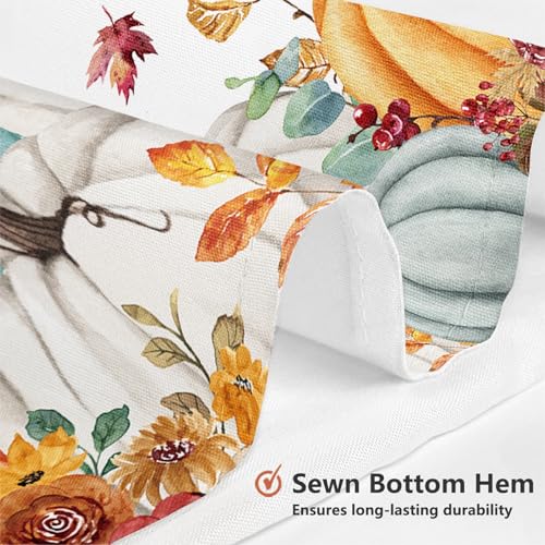 Yellow Pumpkin Shower Curtain with Maple Leaves - 72x72 inches
