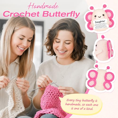 Handmade Crochet Butterfly Gift for Daughter with Heartfelt Card