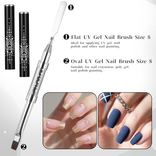 LIQWEI 2 Pcs Double-Ended Nail Builder Gel & Liner Brush Set