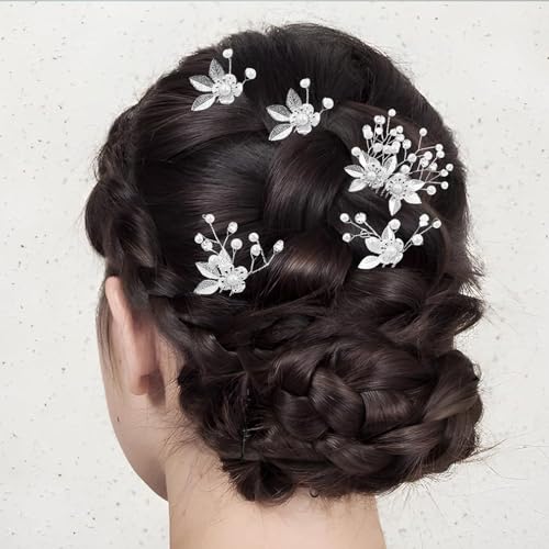 5-Piece Pearl Rhinestone Bridal Hair Clips Wedding Hair Accessories