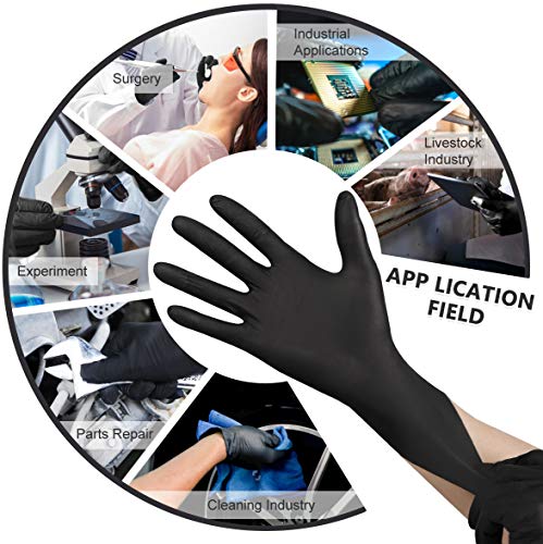 CHGD Disposable Nitrile Gloves, Powder-Free, Black, X-Large (100 Count)