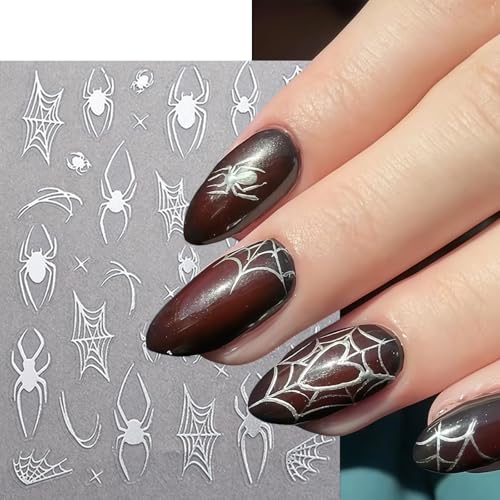 Halloween Spider Nail Stickers Rhinestone 3D Self-Adhesive Decals 6 Sheets